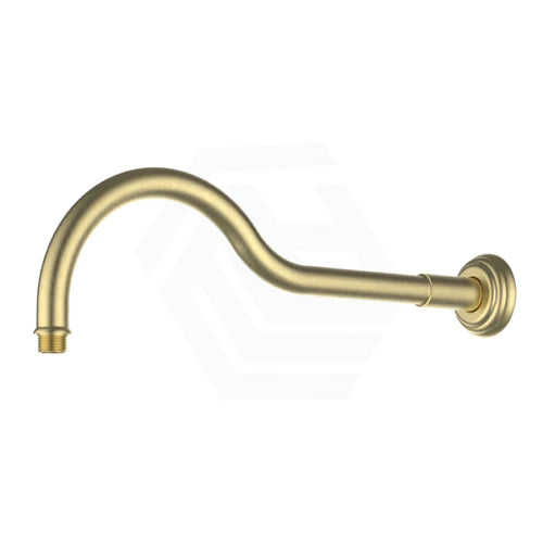 Clasico Round Brushed Gold Curved Shower Arm Brass - PRY018BG - Bathroom Hub