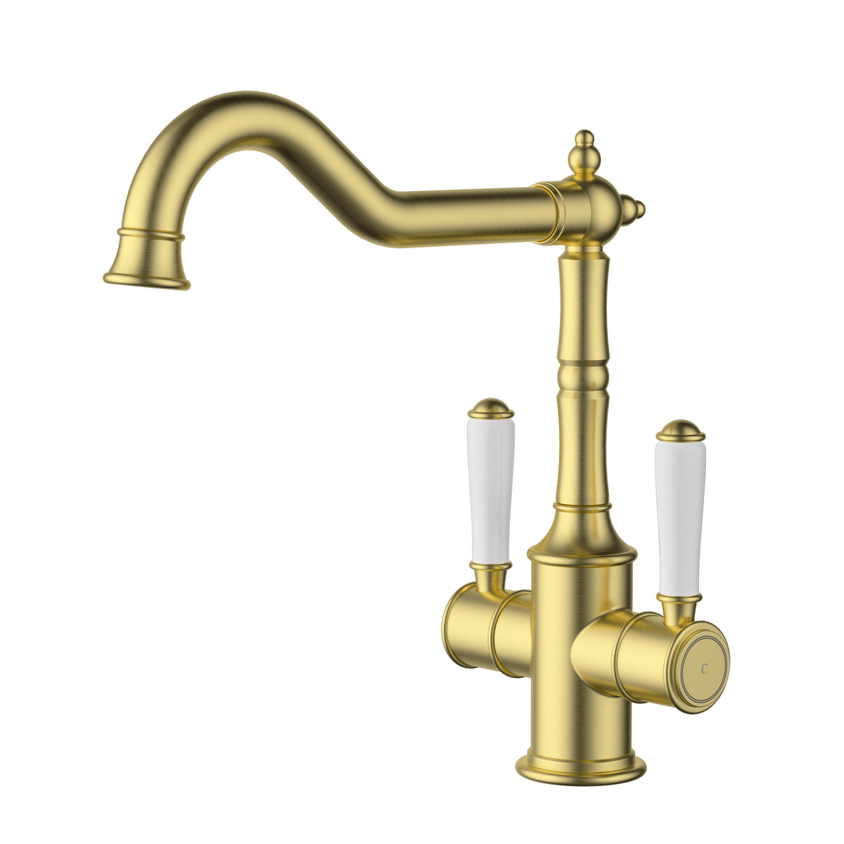 Clasico Twin Handle Gooseneck Sink Mixer Ceramic Handle HYB868-105A-BG - Bathroom Hub