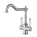 Clasico Twin Handle Gooseneck Sink Mixer Ceramic Handle HYB868-105A-BN - Bathroom Hub