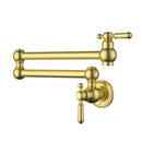 Clasico Kitchen Wall Pot Filler Lead Free - Brushed Gold HYB868-106LF-BG - Bathroom Hub
