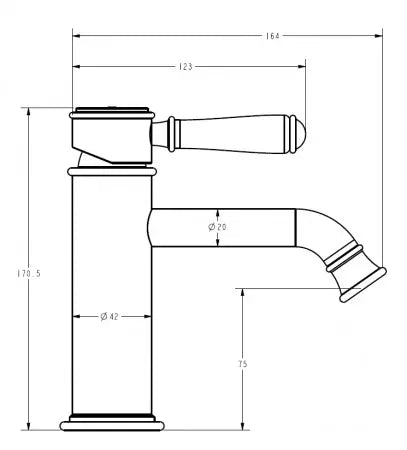 Clasico Basin Mixer Ceramic Handle Brushed Nickel HYB868-203A-BN - Bathroom Hub