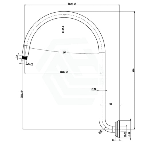 IKON Clasico Round Matt Black High-Rise Shower Arm Brass