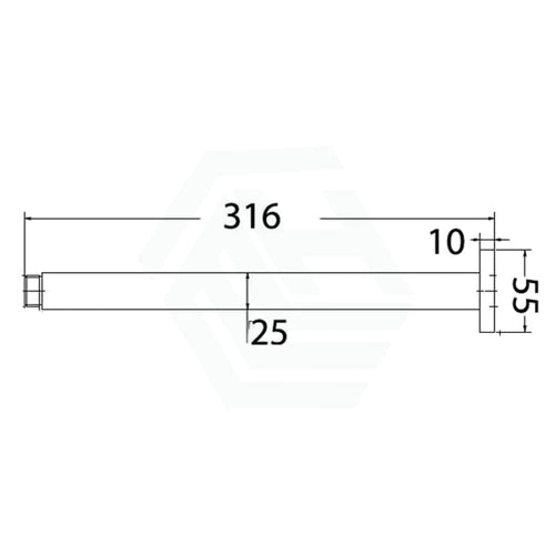 316mm Square Vertical Ceiling Shower Arm Gun Metal