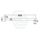 Square Horizontal Wall Mounted Shower Arm 404mm Gunmetal - PRY003-GM