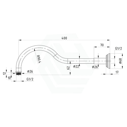 IKON Clasico Round Brushed Nickel Curved Shower Arm Brass