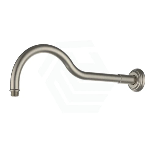 IKON Clasico Round Brushed Nickel Curved Shower Arm Brass