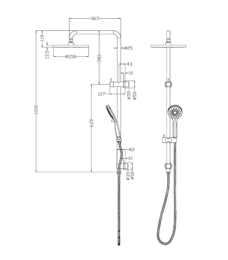 Otus Round Multi-function Shower Set Chrome PHC5502R - Bathroom Hub
