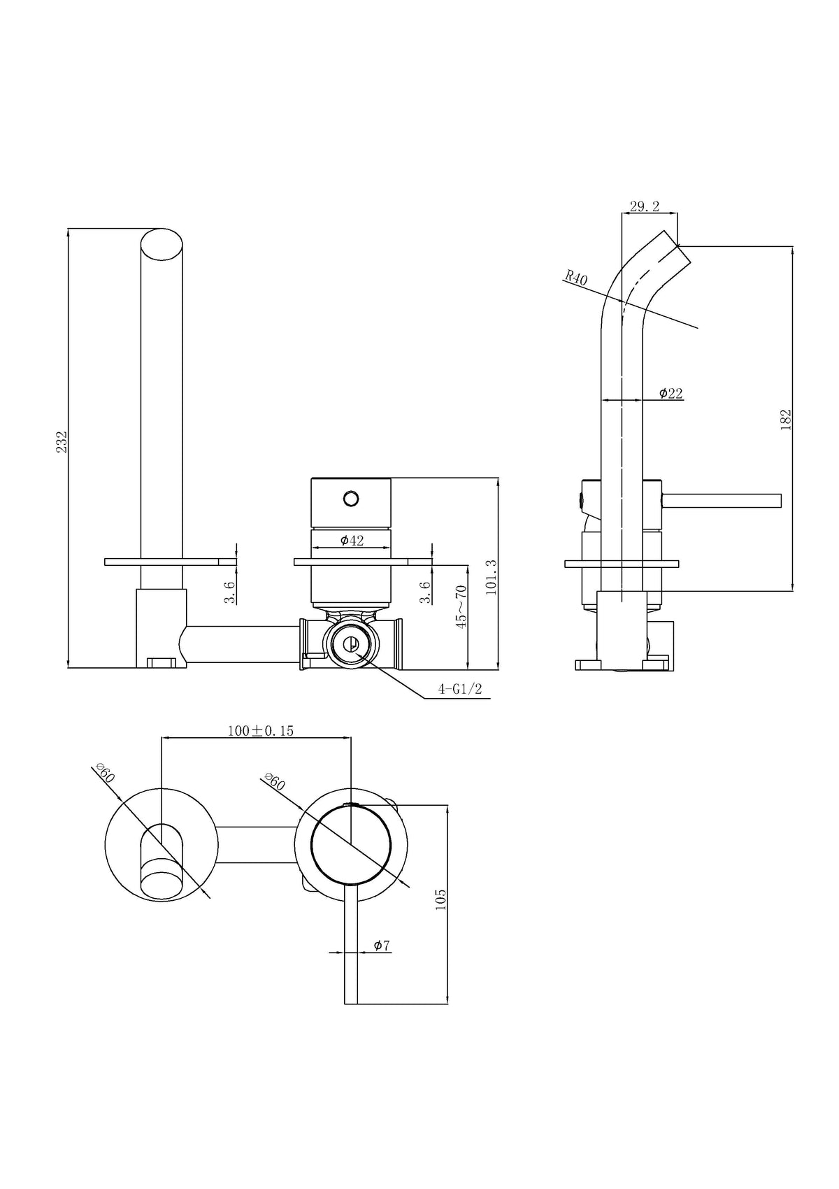 Otus Slimline SS Wall Mixer Rough-In Body PLC3004SS-BD - Bathroom Hub