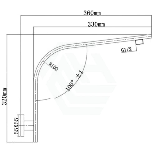 Rectangle Shape Curved Shower Arm -  PRY030-B - Bathroom Hub