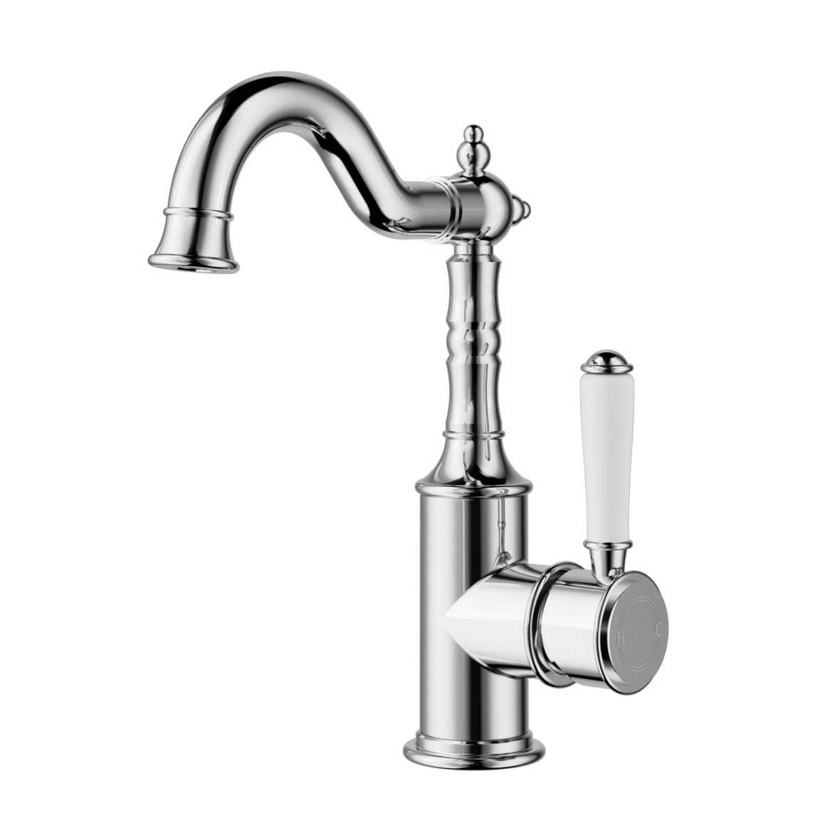 Vintage Chrome With Ceramic White Handle Bathroom Package Deal