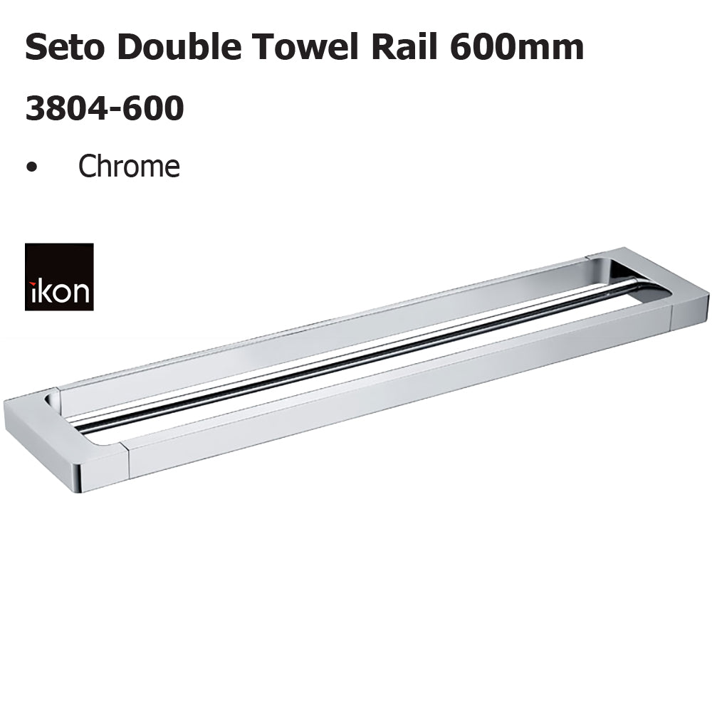 Seto Double Towel Rail 600mm 3804-600 - Bathroom Hub