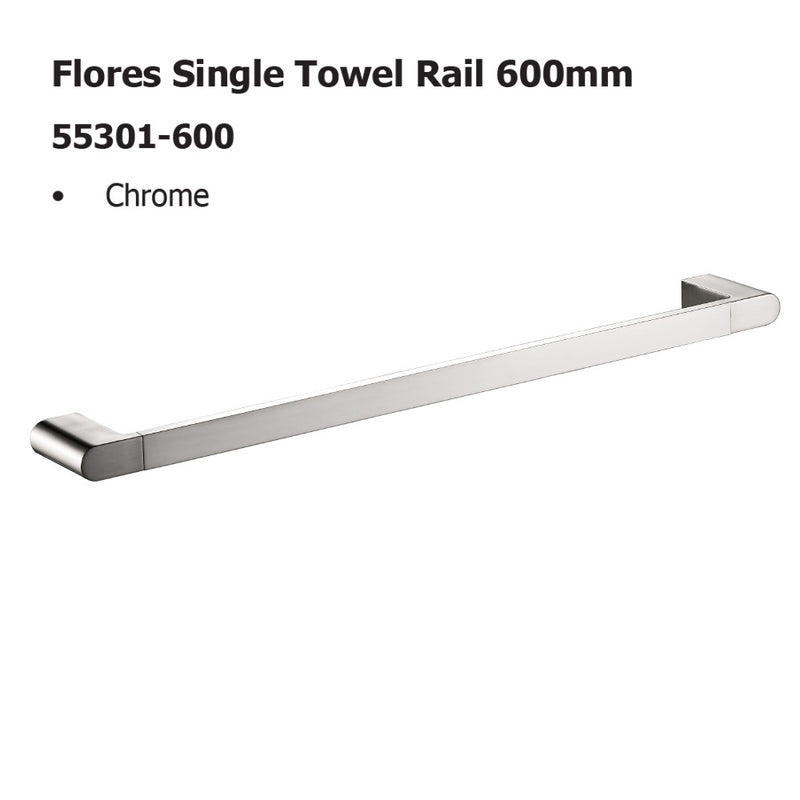 Flores Single Towel Rail 600mm 55301-600