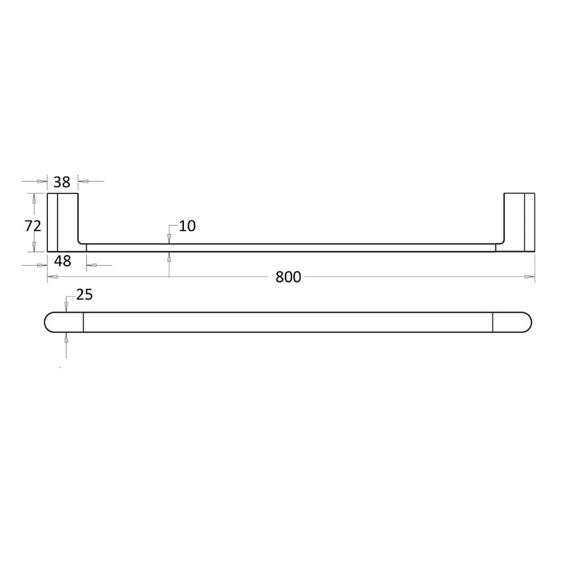 Flores Single Towel Rail 800mm brushed nickle 55301-800-BN