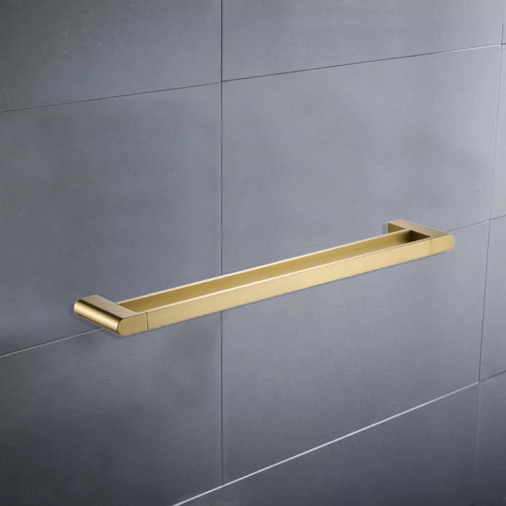 Flores Double Towel Rail 600mm Brushed Gold 55302-600-BG