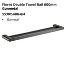 Flores Double Towel Rail 600mm Gunmetal 55302-600-GM
