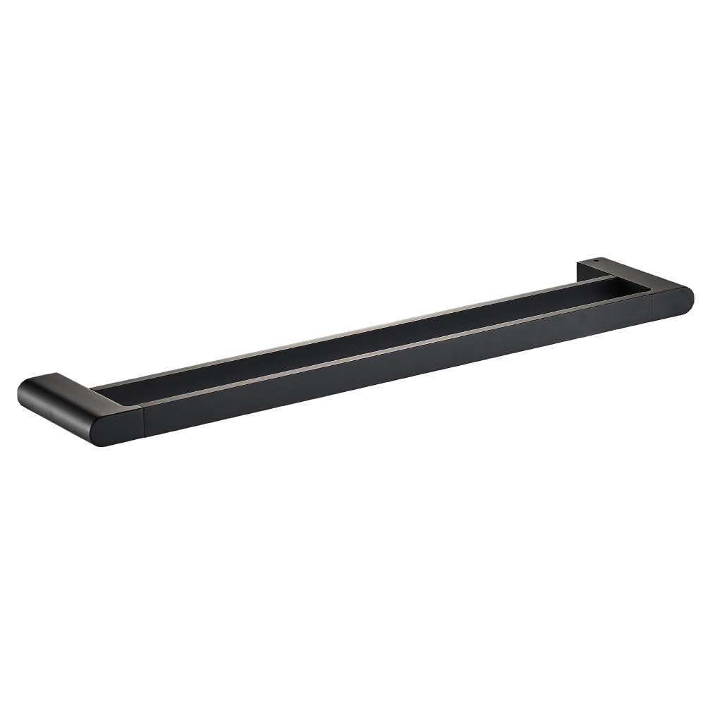 Flores Double Towel Rail 600mm Matt Black 55302-600-MB - Bathroom Hub