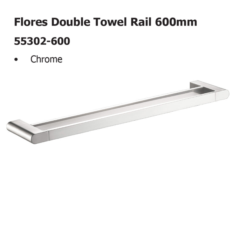 Flores Double Towel Rail 600mm 55302-600 - Bathroom Hub