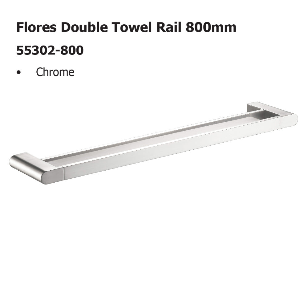 Flores Double Towel Rail 800mm 55302-800 - Bathroom Hub