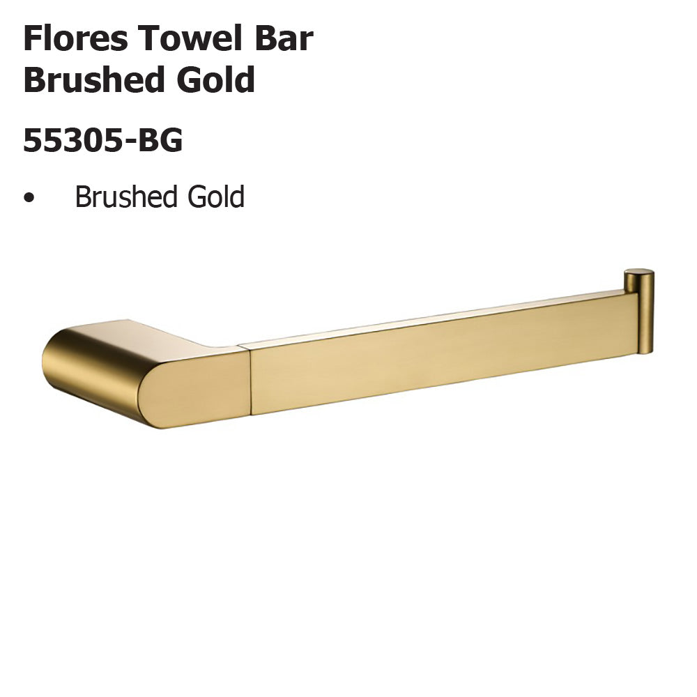 Flores Towel Bar Brushed Gold 55305-BG - Bathroom Hub