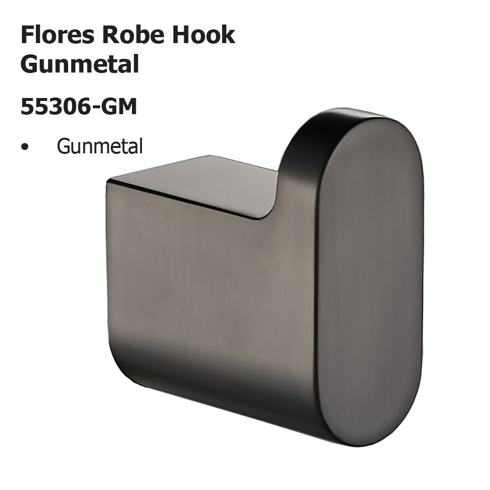 Flores Robe Hook Gunmetal 55306-GM - Bathroom Hub