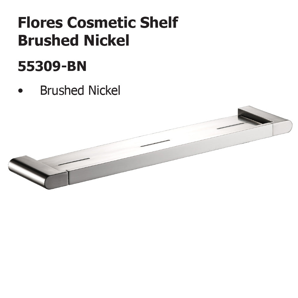 Flores Cosmetic Shelf Brushed Nickel 55309-BN - Bathroom Hub