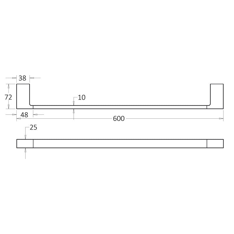 Ceram Single Towel Rail 600mm Matt Black 55601-600-MB