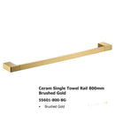 Ceram Single Towel Rail 800mm Brushed Gold 55601-800-BG