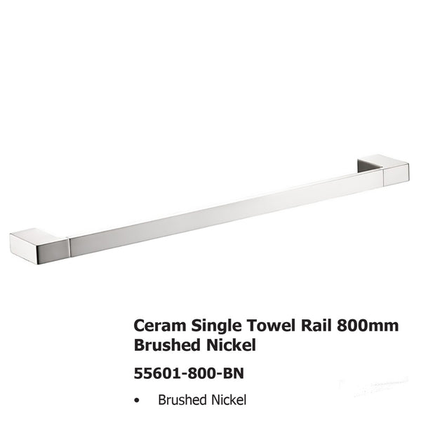 Ceram Single Towel Rail 800mm Brushed Nickel 55601-800-BN