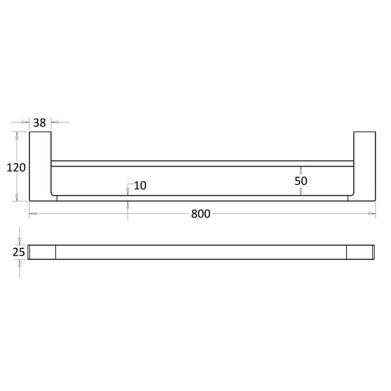 Ceram Double Towel Rail 800mm Brushed Gold 55602-800-BG