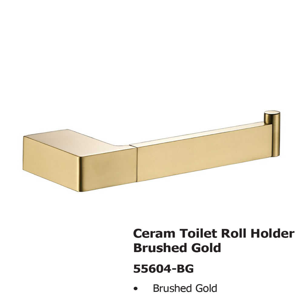 Ceram Toilet Roll Holder Brushed Gold 55604-BG - Bathroom Hub