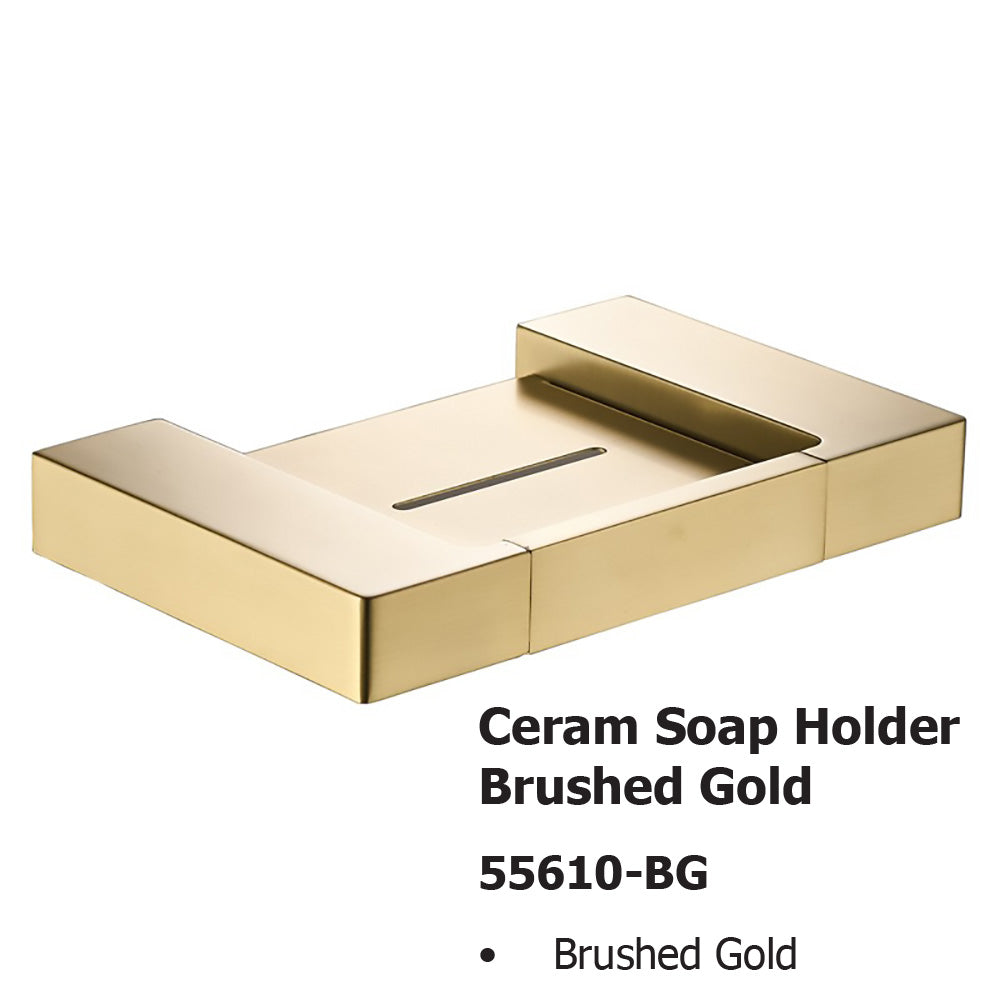 Ceram Soap Holder Brushed Gold 55610-BG - Bathroom Hub
