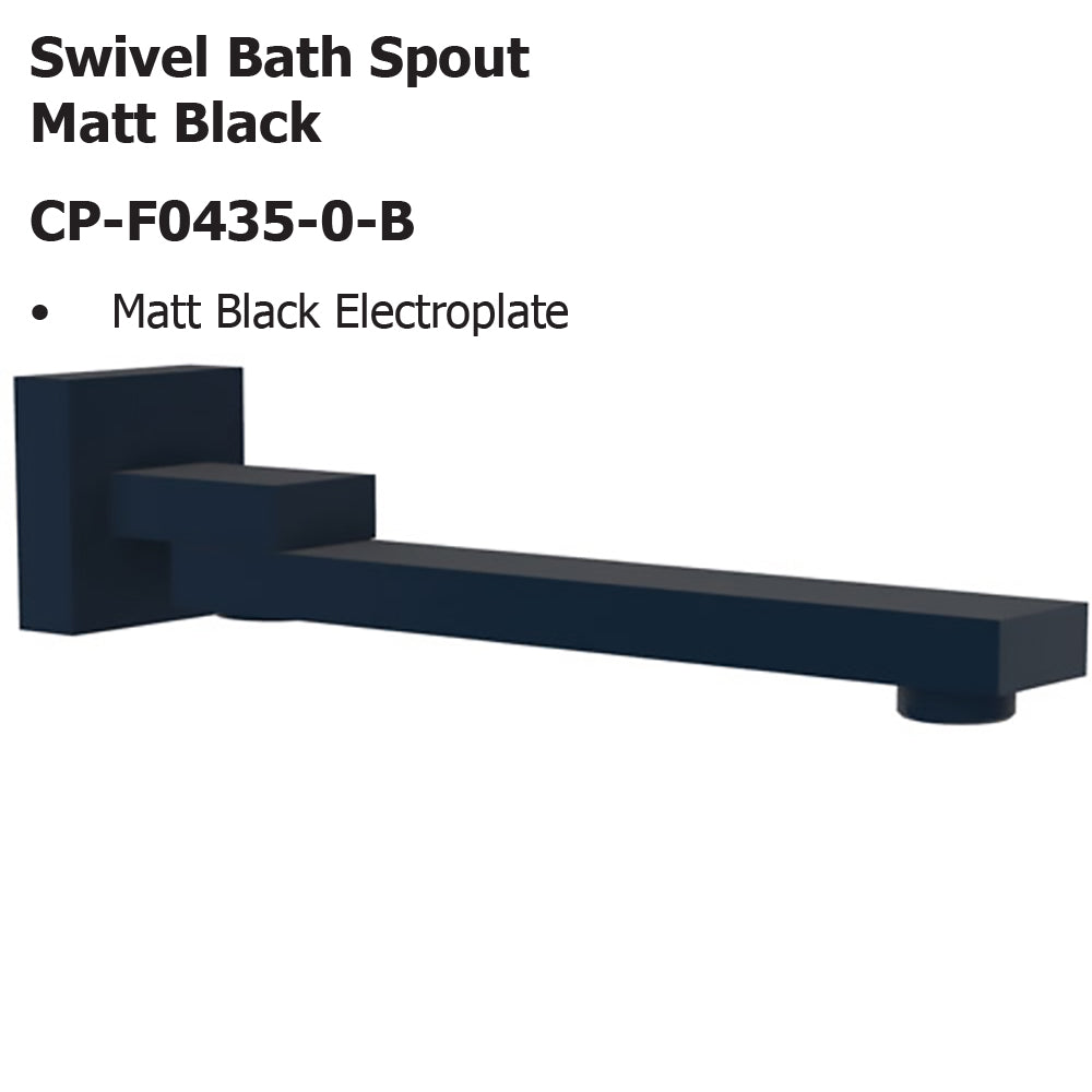 Swivel Bath Spout Matt Black CP-F0435-0-B - Bathroom Hub