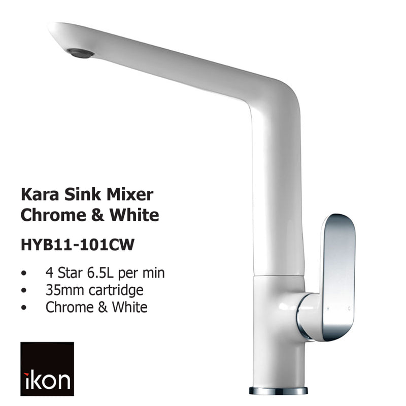 Kara Sink Mixer Chrome and White HYB11-101cw - Bathroom Hub