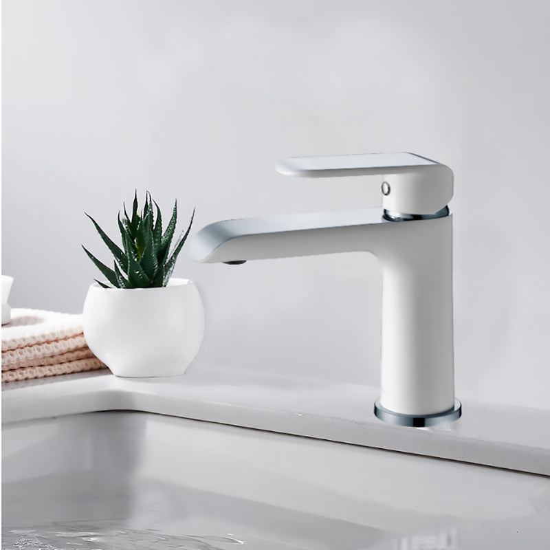 Kara Basin Mixer Chrome and white HYB11-201CW - Bathroom Hub