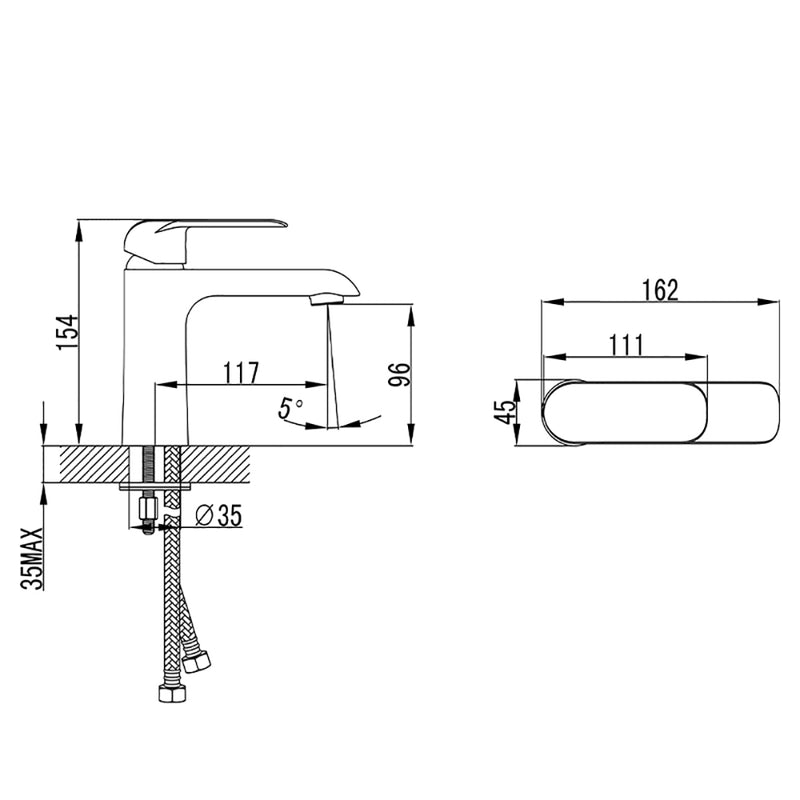 Kara Basin Mixer Matt black HYB11-201MB - Bathroom Hub