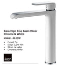 Kara High Rise Basin Mixer Chrome And White HYB11-202CW - Bathroom Hub