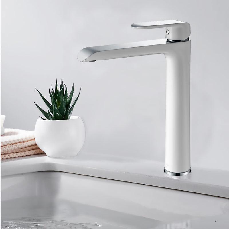 Kara High Rise Basin Mixer Chrome And White HYB11-202CW - Bathroom Hub