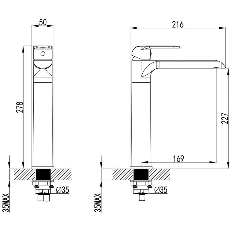 Kara High Rise Basin Mixer HYB11-202 - Bathroom Hub