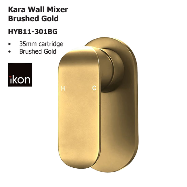 Kara Wall Mixer Brushed Gold HYB11-301BG - Bathroom Hub