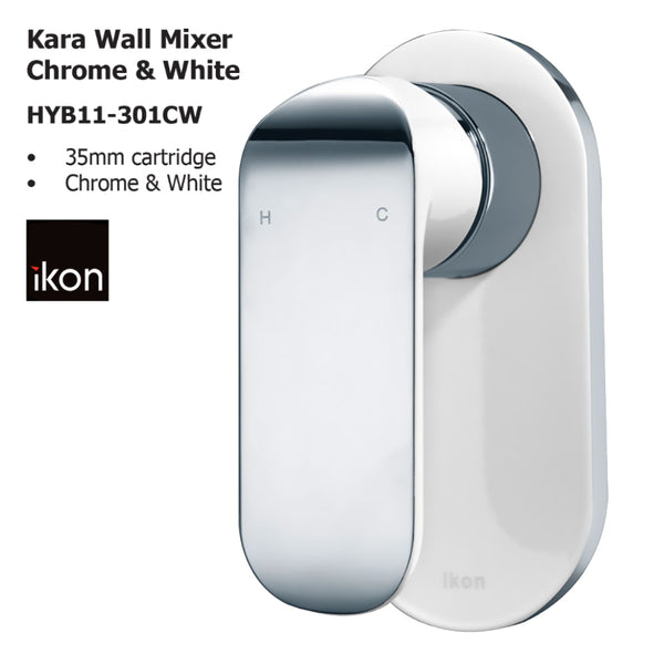 Kara Wall Mixer Chrome And White HYB11-301CW - Bathroom Hub