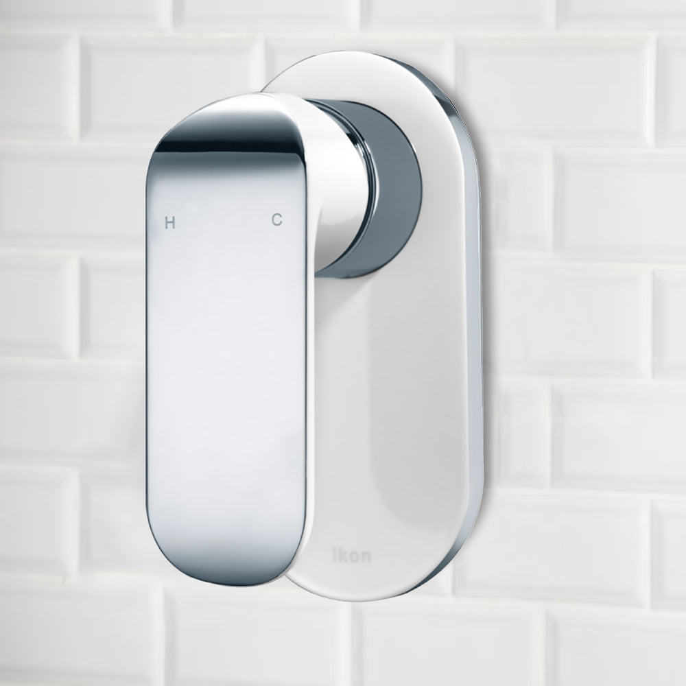 Kara Wall Mixer Chrome And White HYB11-301CW - Bathroom Hub