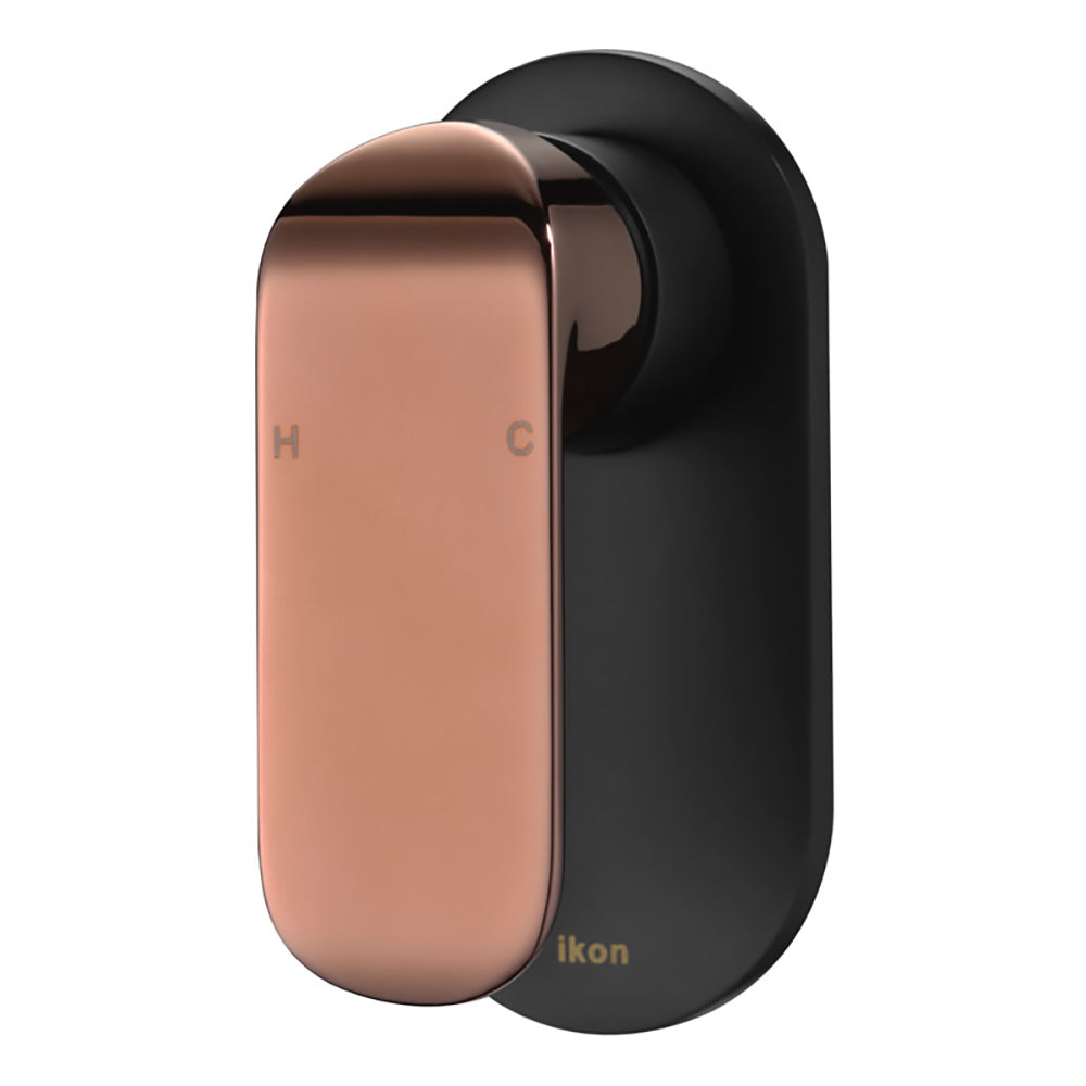 Kara Wall Mixer Matt Black & Rose Gold Handle HYB11-301MB-R - Bathroom Hub