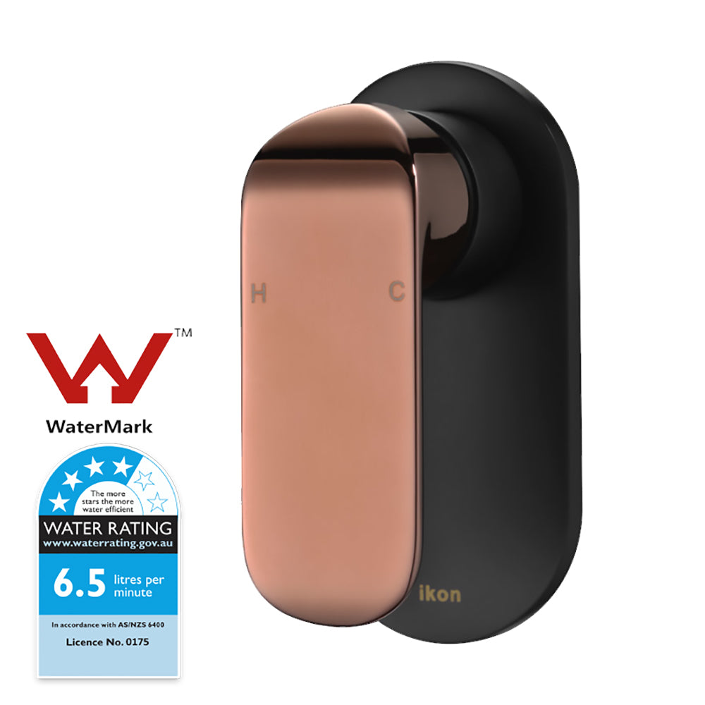 Kara Wall Mixer Matt Black & Rose Gold Handle HYB11-301MB-R - Bathroom Hub