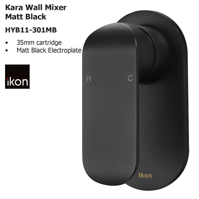 Kara Wall Mixer Matt Black HYB11-301MB - Bathroom Hub