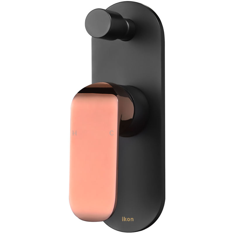 Kara Wall Mixer with Diverter Matt Black & Rose Gold Handle HYB11-501MB-R - Bathroom Hub