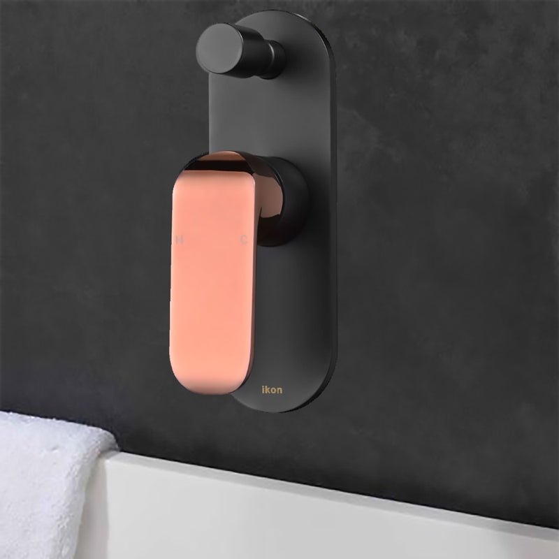 Kara Wall Mixer with Diverter Matt Black & Rose Gold Handle HYB11-501MB-R - Bathroom Hub