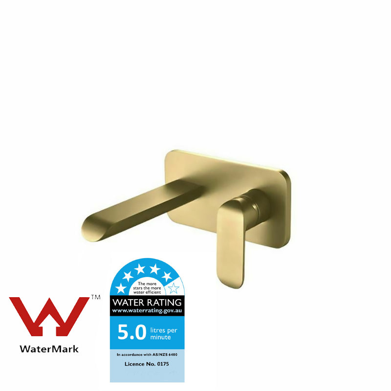 Kara Wall Basin Mixer Brushed Gold HYB11-601BG - Bathroom Hub