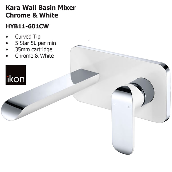 Kara Wall Basin Mixer Chrome And White HYB11-601CW - Bathroom Hub