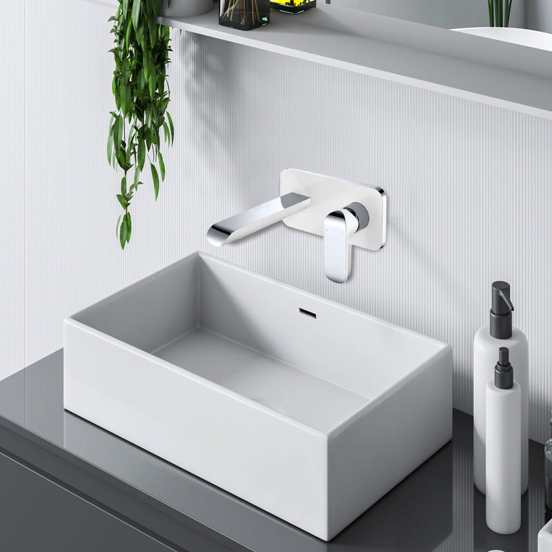 Kara Wall Basin Mixer Chrome And White HYB11-601CW - Bathroom Hub