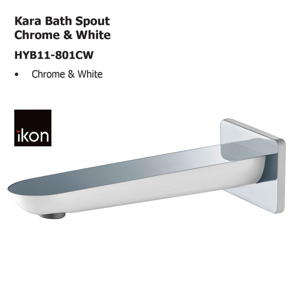 Kara Bath Spout chrome and white HYB11-801CW - Bathroom Hub